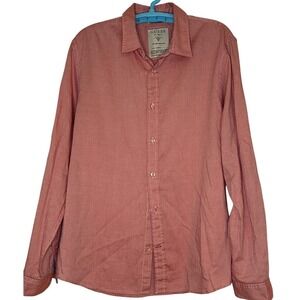 Guess Button Down Oxford Shirt Men Salmon Pink Slim Fit Smart Preppy Classic XL